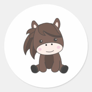 Horse Cute Pony Equine Rider For Children Classic Round Sticker