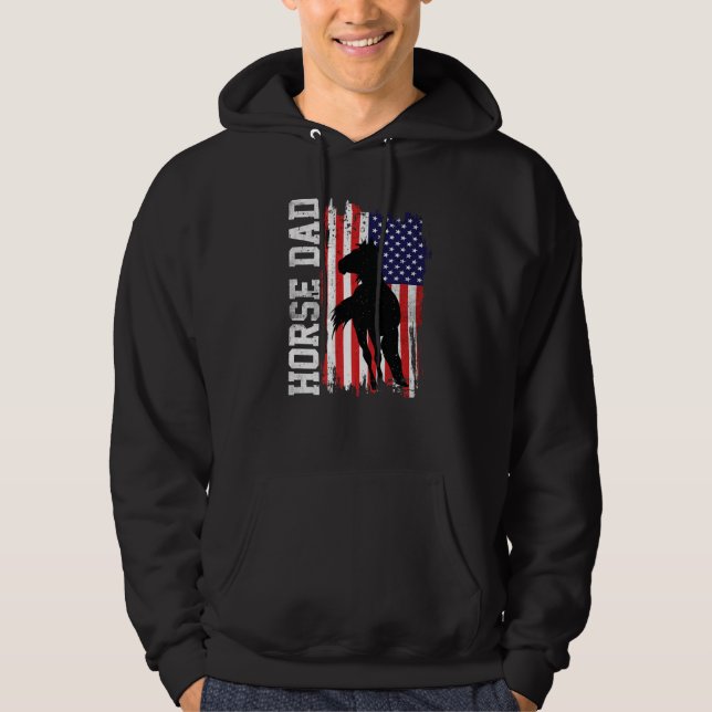 Horse Dad American Flag Like A Regular Dad But Coo Hoodie (Front)