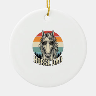Horse Dad Vintage Sunset Engraving Vector Design_1 Ceramic Tree Decoration
