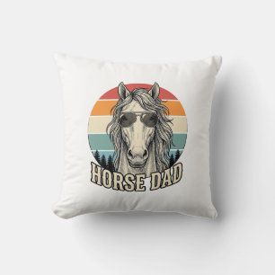 Horse Dad Vintage Sunset Engraving Vector Design_1 Cushion