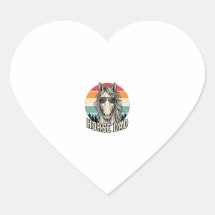 Horse Dad Vintage Sunset Engraving Vector Design_1 Heart Sticker
