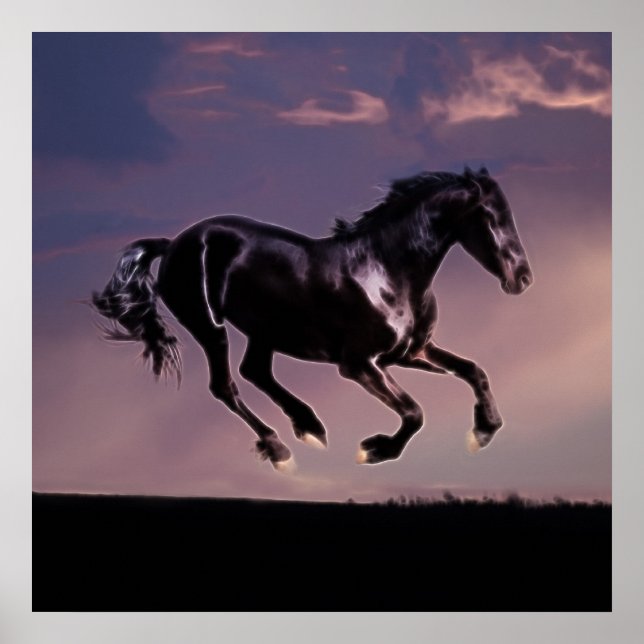 Horse dance at sunset poster (Front)