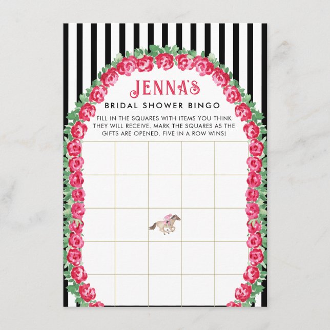 Horse Derby Bridal Shower Bingo Enclosure Card (Front)