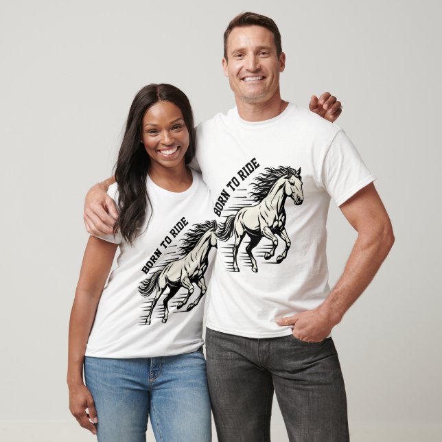 Horse Design – Born to Ride Dynamic Illustration T-Shirt (Unisex)