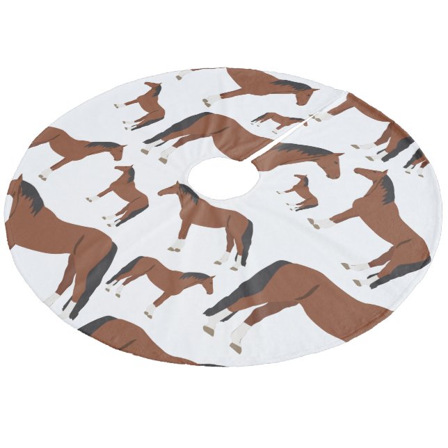 Horse Design Fleece Tree Skirt (Angled)