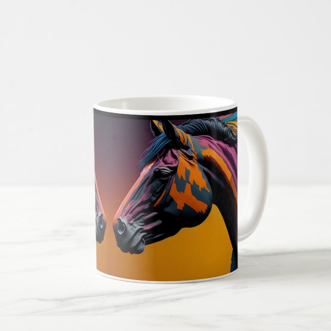 Horse Design, Rustic Farm Animal Artwork Cup (Front Right)