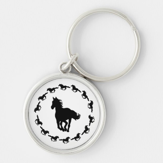 Horse Design Silhouette Key Ring (Front)