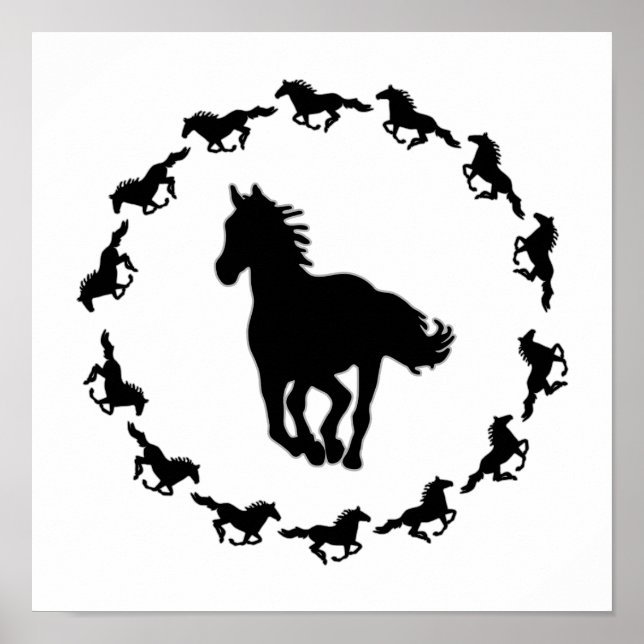 Horse Design Silhouette Poster (Front)