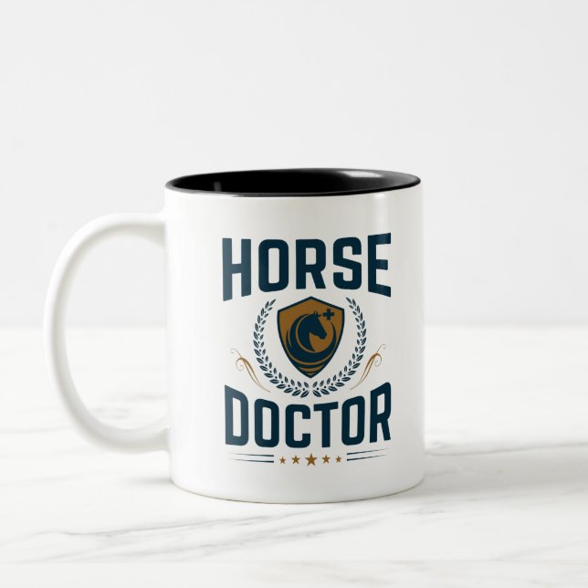 Horse Doctor Equine Veterinarian Two-Tone Coffee Mug (Left)