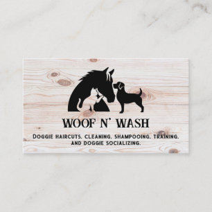 Horse Dog Cat   Wood Grain Business Card