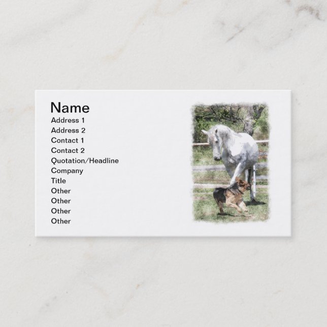 HORSE & DOG PLAY WATERCOLOR BUSINESS CARD (Front)