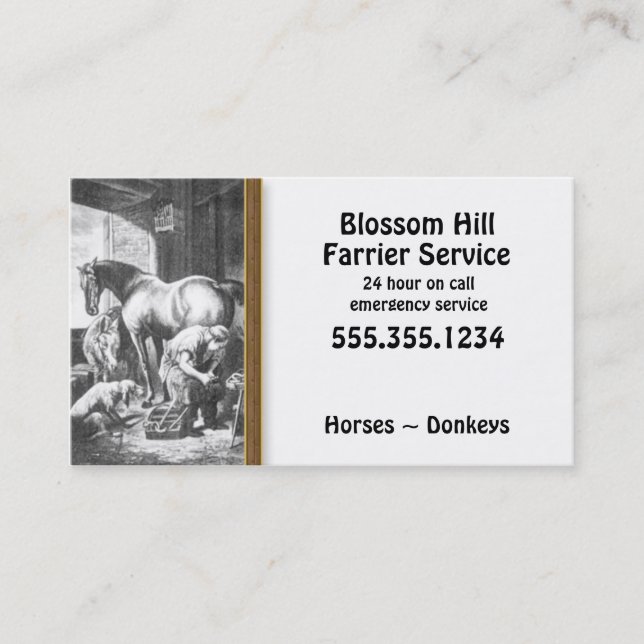 Horse Donkey Farrier Business Card (Front)