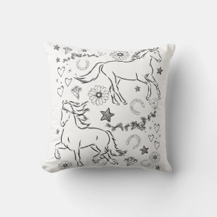 Horse Doodle Colour Me In Cushion