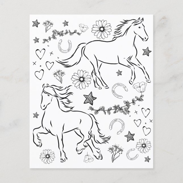 Horse Doodle Colour Me In Paper (Front)