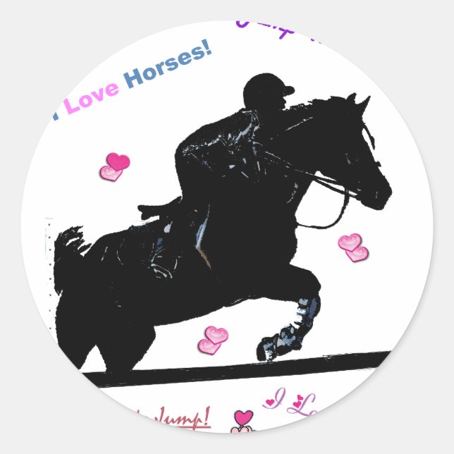 Horse Doodles Classic Round Sticker (Front)