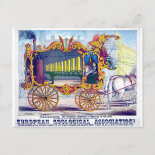 Horse Drawn Calliope Musical Instrument! Postcard