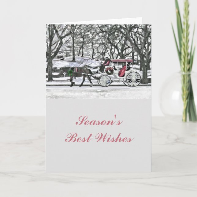 Horse Drawn Carriage in New York City Holiday Card (Front)