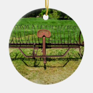 Horse Drawn Hay Rake Ceramic Tree Decoration