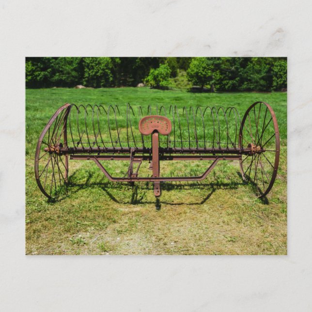 Horse Drawn Hay Rake Postcard (Front)