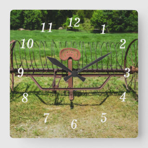 Horse Drawn Hay Rake Wall Clock