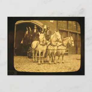Horse Drawn Hook and Ladder Fire Company - Vintage Postcard