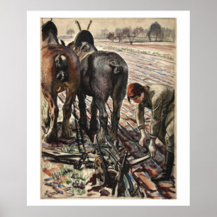 Horse-drawn plough, land_Propaganda Poster