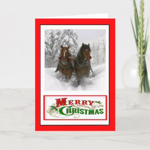 Horse Drawn Sleigh Christmas Card