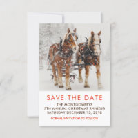 Horse Drawn Sleigh Christmas Scene Save the Date