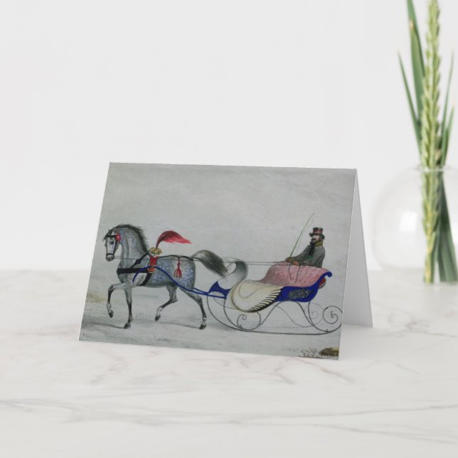 Horse Drawn Sleigh Holiday Card (Front)