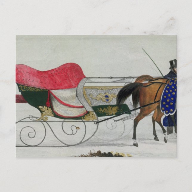 Horse Drawn Sleigh Postcard (Front)