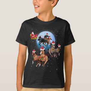Horse Drawn Sleigh Riding Santa Claus Xmas Horses  T-Shirt
