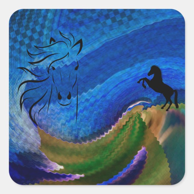 Horse Dreaming of Freedom  Square Sticker (Front)