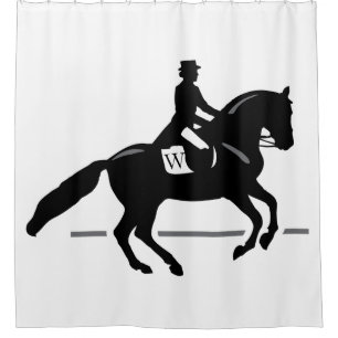Horse Dressage Custom Initial & Colour Background Shower Curtain