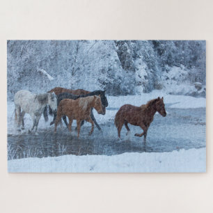 Horse Drive in Winter Jigsaw Puzzle
