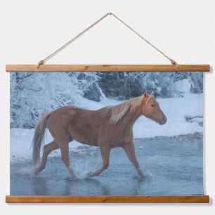 Horse Drive in Winter on Hideout Ranc Hanging Tapestry