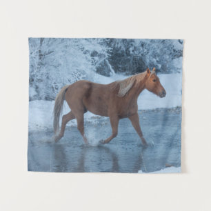 Horse Drive in Winter on Hideout Ranc Tapestry
