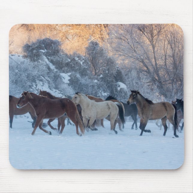 Horse Drive in Winter on Hideout Ranch Mouse Mat (Front)