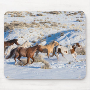 Horse Drive in Winter on Hideout Ranch Mouse Mat
