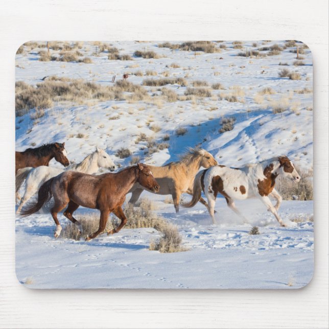 Horse Drive in Winter on Hideout Ranch Mouse Mat (Front)