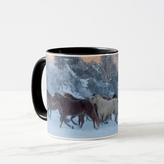 Horse Drive in Winter on Hideout Ranch Mug (Front Left)