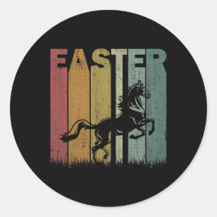 Horse Easter Day Horse Retro Graphic Funny Easter  Classic Round Sticker