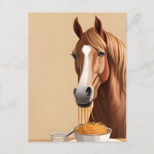 Horse Eats Spaghetti Postcard