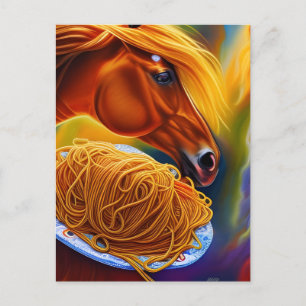 Horse Eats Spaghetti Postcard