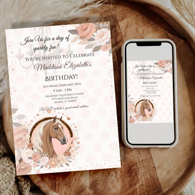 Horse Elegant Birthday  Invitation (Celebrate in style with this charming birthday invitation featuring a beautiful horse design. 
)