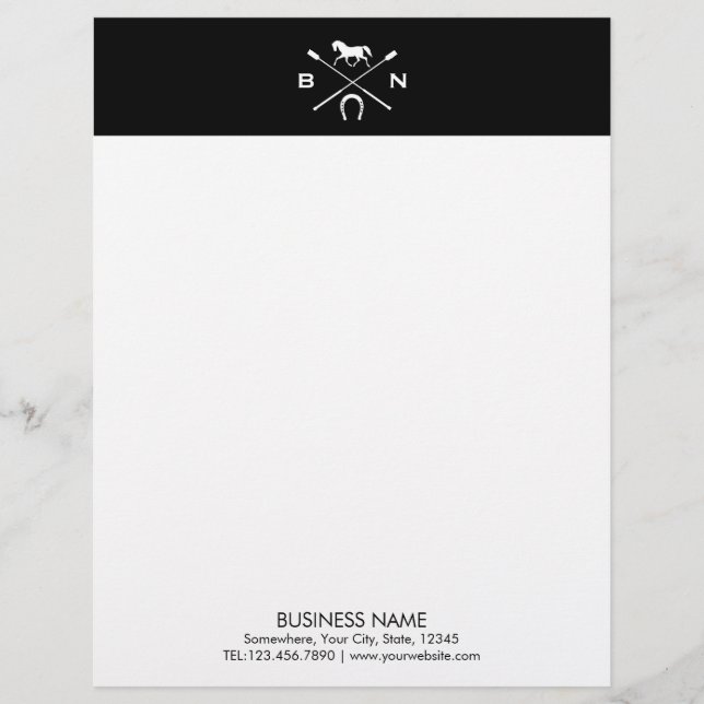 Horse Elegant Horseback Riding Equine Equestrian Letterhead Design (Front)