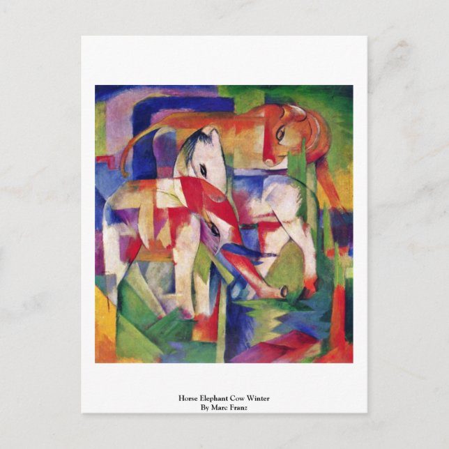 Horse Elephant Cow Winter By Marc Franz Postcard (Front)