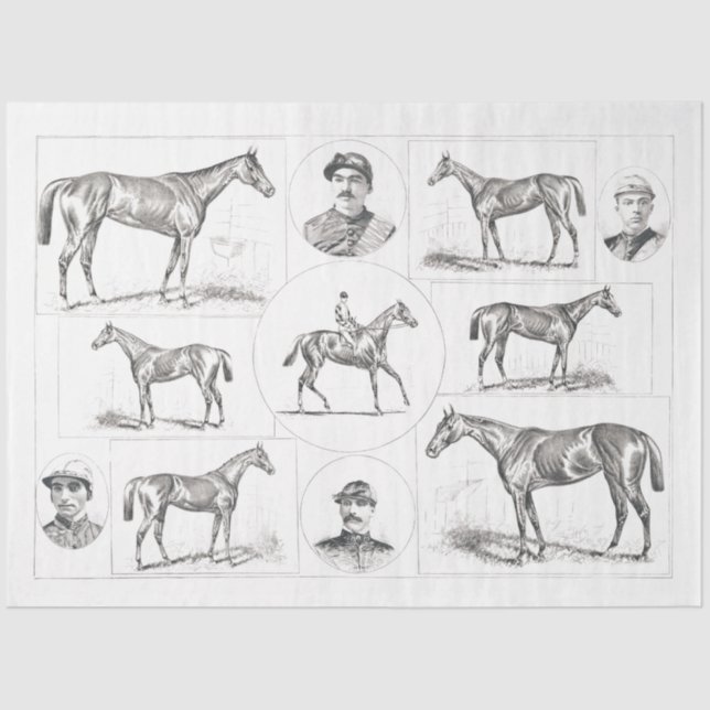 Horse Ephemera Decoupage Vintage Farm Tissue Paper (Front)