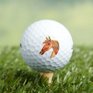 Horse Equestrian Animal Fun Watercolor Golf Balls
