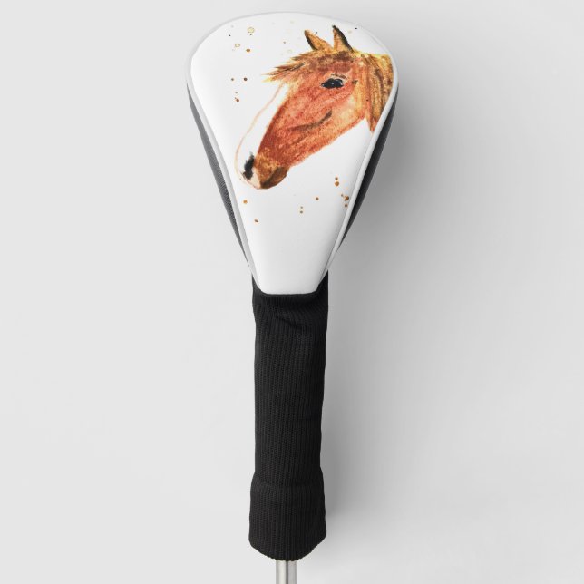 Horse Equestrian Animal Fun Watercolor  Golf Head Cover (Front)