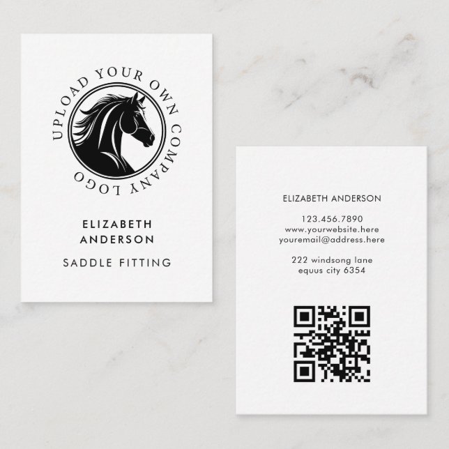 Horse Equestrian Business Logo QR Code Business Card (Front/Back)
